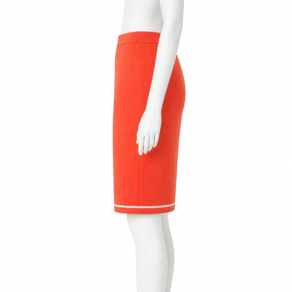 St. John Collection by Marie Gray Santana Knit Skirt Coral Orange Trim Size 8